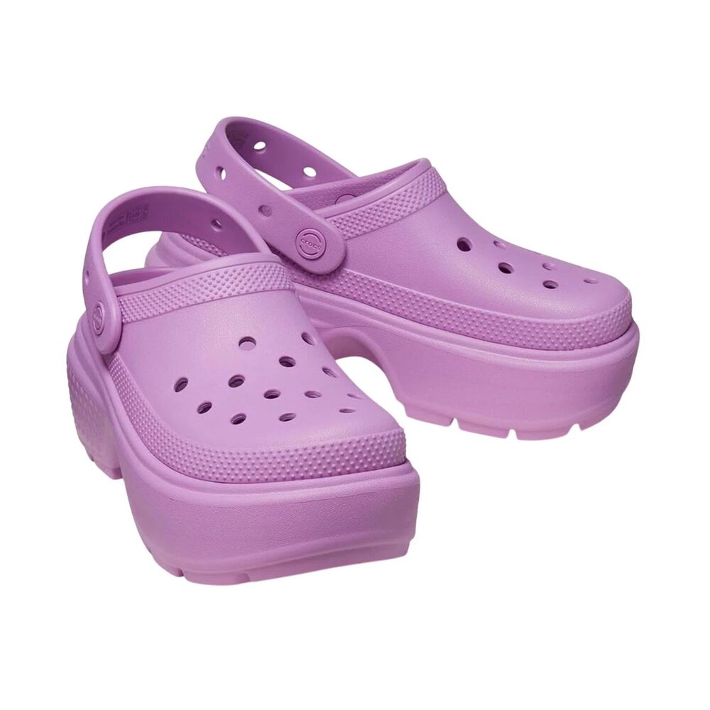 Crocs Platform Chunky Stomp Clogs Bubble Pink Purple Barney Ladies 9 BNWT